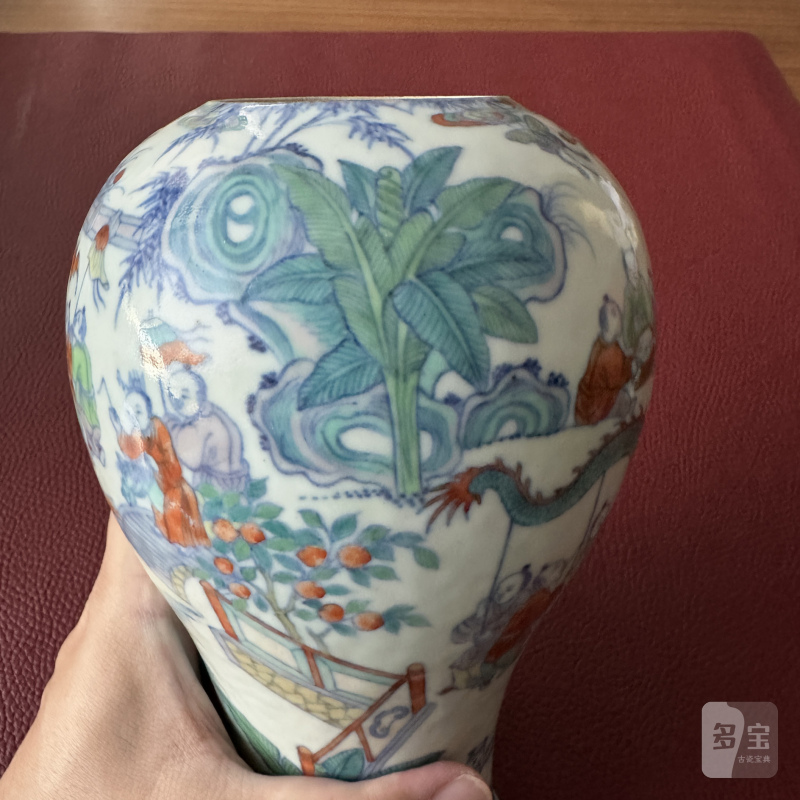 清中期 斗彩百子闹元宵图梅瓶 - 图12